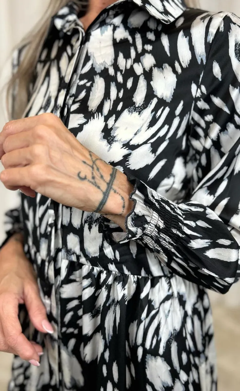 Outlet Kjole - Anna - Black / White Print Kjoler