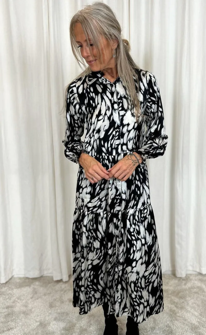 Outlet Kjole - Anna - Black / White Print Kjoler