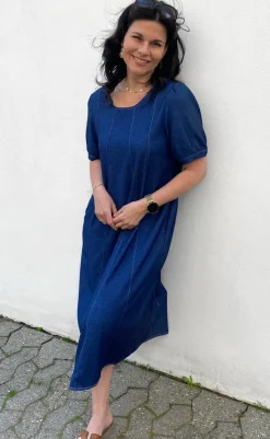 Kjole - Daniella Denim - Denim Blue W. White Stitches Kjoler