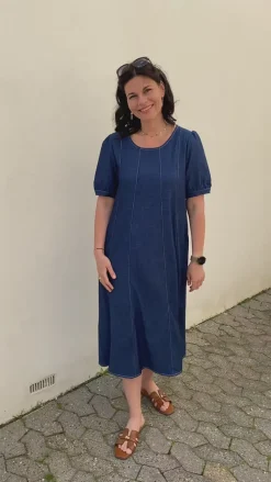 Kjole - Daniella Denim - Denim Blue W. White Stitches Kjoler