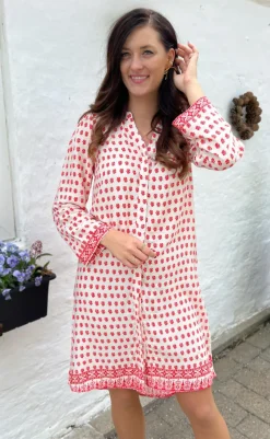 Clearance Kjole - Katia - White/Red Kjoler