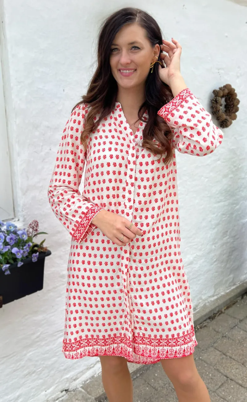 Clearance Kjole - Katia - White/Red Kjoler