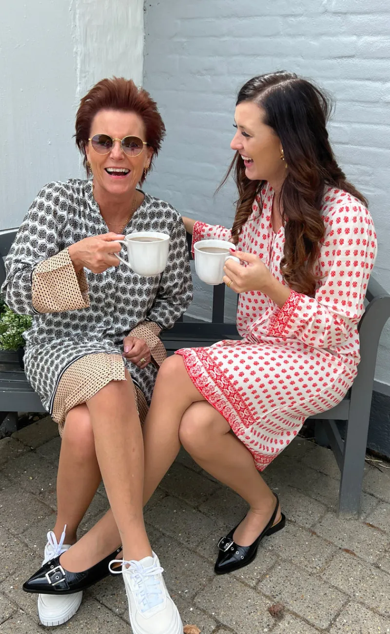 Clearance Kjole - Katia - White/Red Kjoler