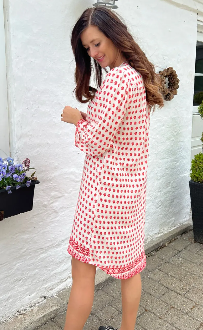 Clearance Kjole - Katia - White/Red Kjoler