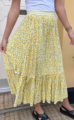 Sale Nederdel - Hanna - Yellow Flower Nederdele