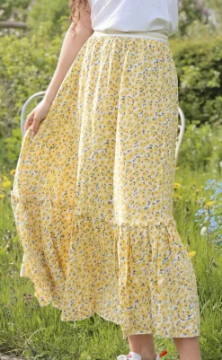 Sale Nederdel - Hanna - Yellow Flower Nederdele