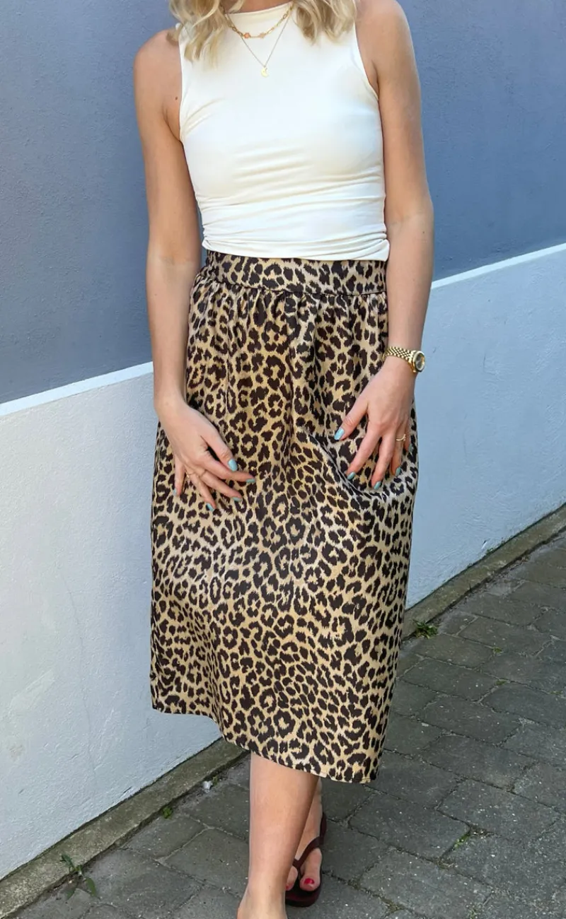 Outlet Nederdel - Patricia - Shiny Leopard Nederdele