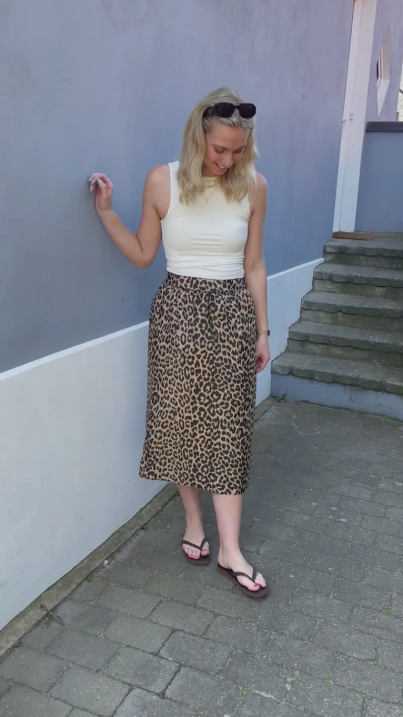 Outlet Nederdel - Patricia - Shiny Leopard Nederdele