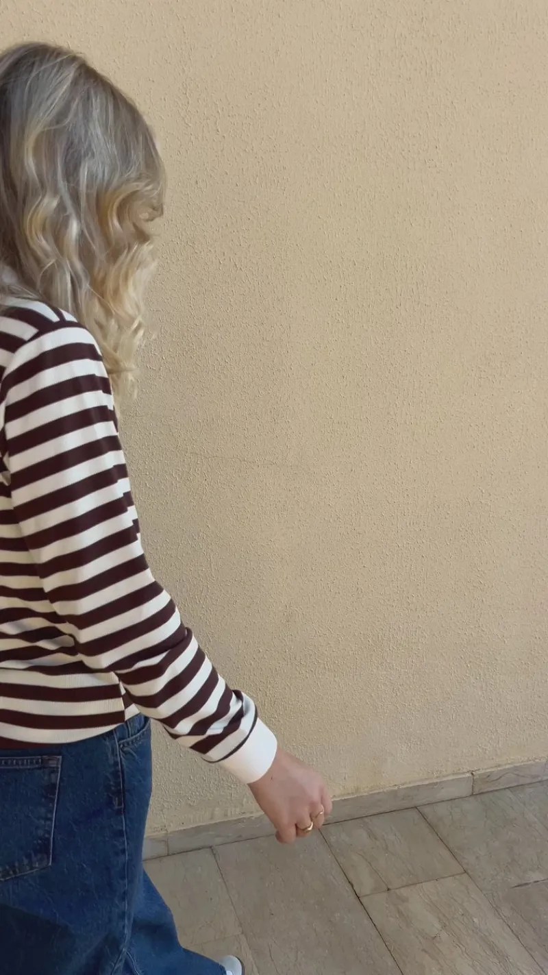 Online Polo / Bluse - Pamela - Brown Striped Bluser