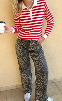 Outlet Polo / Bluse - Pamela - Red Striped Bluser