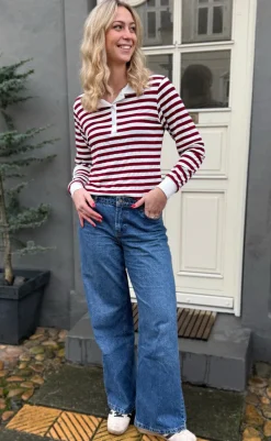 Discount Polo / Bluse - Pamela - Bordeaux Striped Bluser