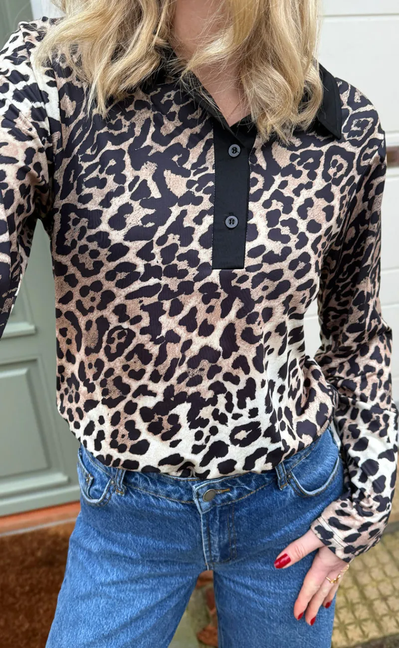 Hot Polo / Bluse - Amira - Leopard Bluser