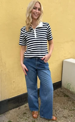 Sale Polo T-Shirt - Pamela Summer - Navy Striped T-shirts & Toppe