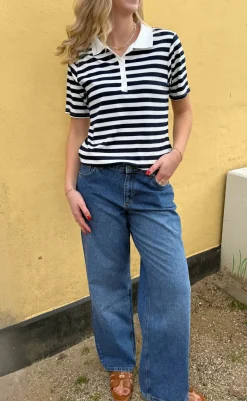 Sale Polo T-Shirt - Pamela Summer - Navy Striped T-shirts & Toppe