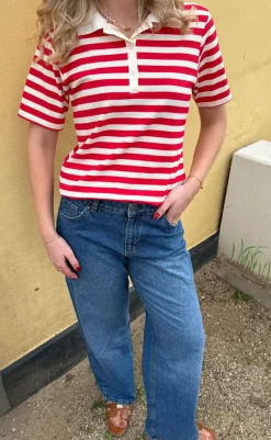 Best Polo T-Shirt - Pamela Summer - Red Striped T-shirts & Toppe