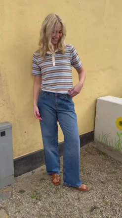 Hot Polo T-Shirt - Pamela Summer - Brown / Blue Striped T-shirts & Toppe