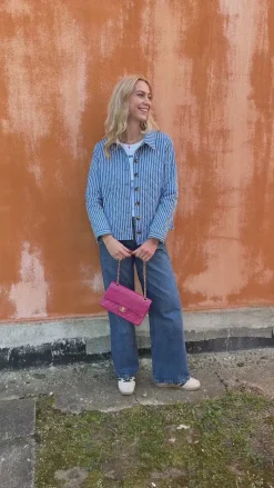 Outlet Quiltet Jakke - Elvira - Blue Striped Jakker & Frakker|Alt Overtøj