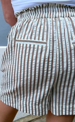 Hot Shorts - Liv - White / Brown Striped Shorts
