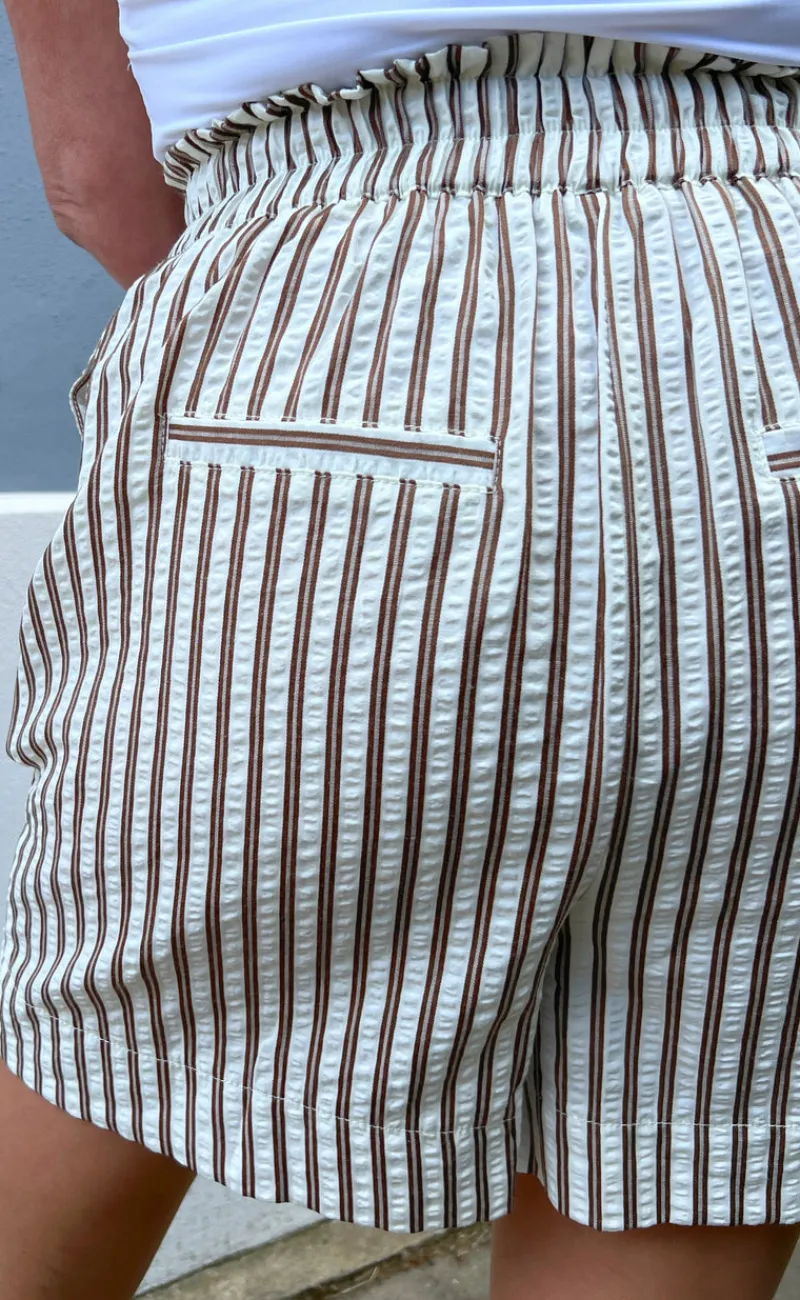 Hot Shorts - Liv - White / Brown Striped Shorts