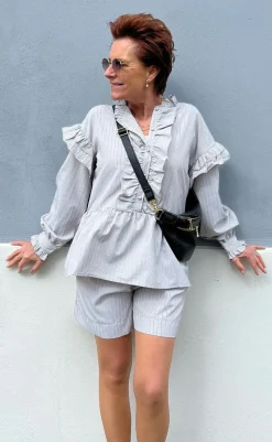 Hot Shorts - Liv - Grey Striped Shorts