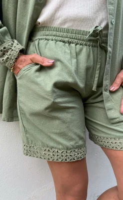 Sale Shorts - Sandy Linen - Army Green Shorts