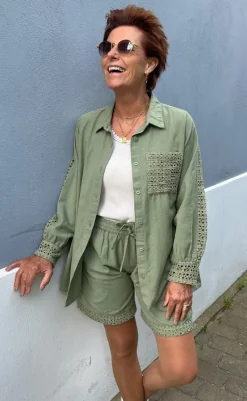 Sale Shorts - Sandy Linen - Army Green Shorts