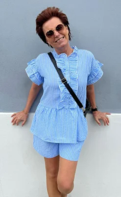 Clearance Shorts - Liv - Blue Striped Shorts