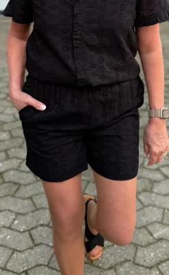 Shorts - Catja - Black Broderie Anglaise Shorts