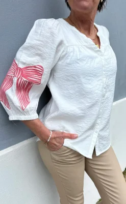 Best Skjorte - Milly - White W. Pink Bows Skjorter