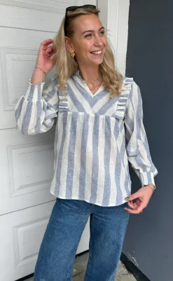 Skjorte - Sasha - Blue Striped Skjorter
