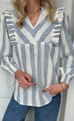 Skjorte - Sasha - Blue Striped Skjorter
