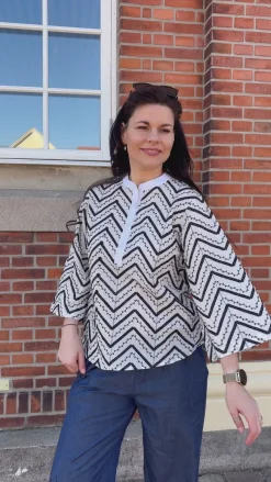 Discount Skjorte - Zara Zig Zag - Black W. White Skjorter