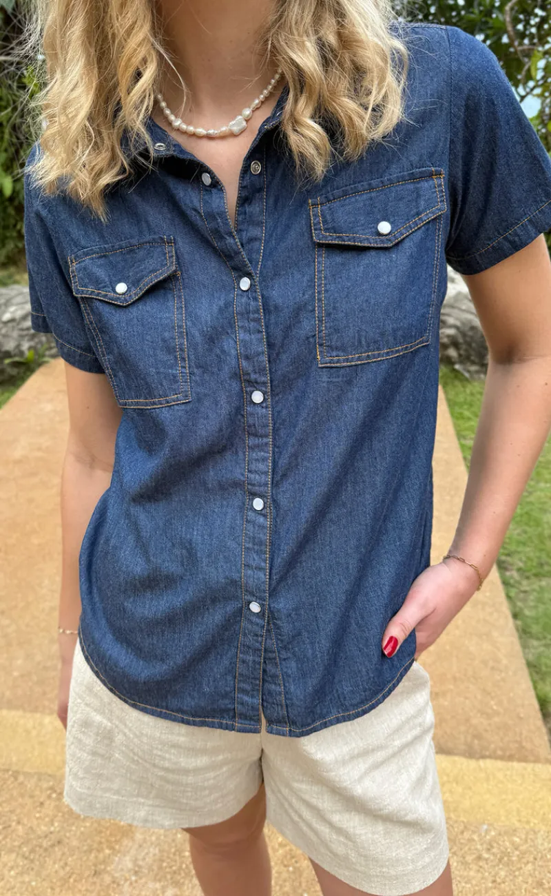 Sale Skjorte - Detia Summer - Denim Blue Skjorter