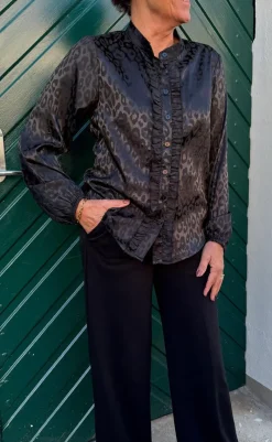 Clearance Skjorte - Florina - Black Leopard Skjorter