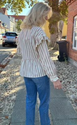 Skjorte - Frida - Red Striped Skjorter