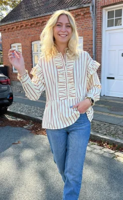 Skjorte - Frida - Red Striped Skjorter