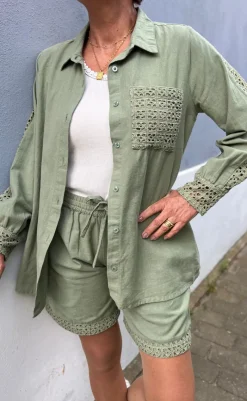 Clearance Skjorte - Sandy Linen - Army Green Skjorter