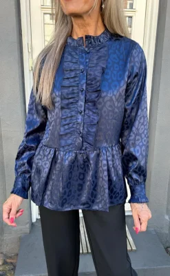 Hot Skjorte - Evie - Navy Blue Leopard Skjorter