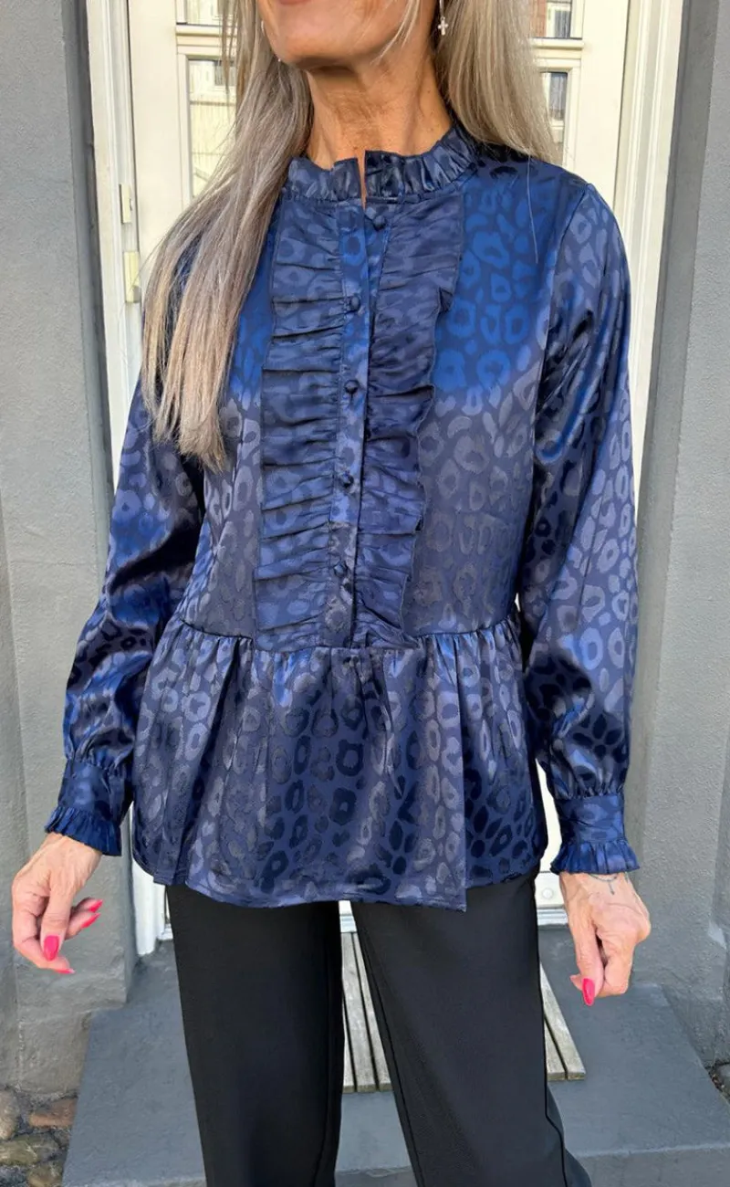 Hot Skjorte - Evie - Navy Blue Leopard Skjorter