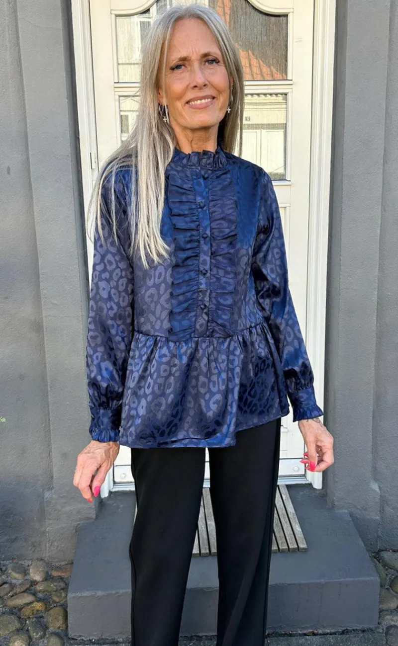 Hot Skjorte - Evie - Navy Blue Leopard Skjorter