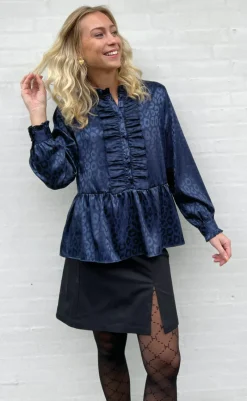 Hot Skjorte - Evie - Navy Blue Leopard Skjorter