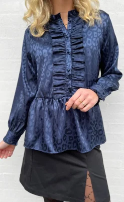 Hot Skjorte - Evie - Navy Blue Leopard Skjorter