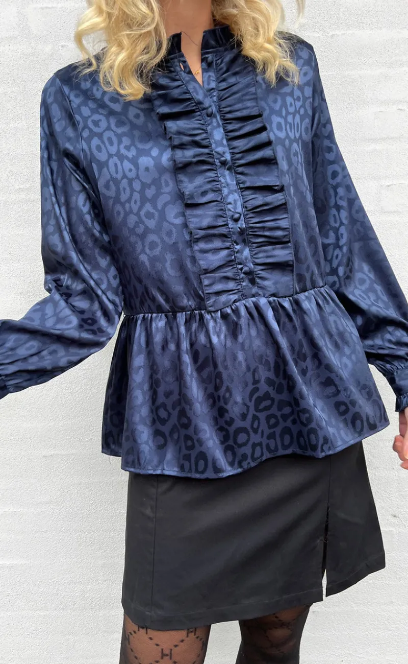 Hot Skjorte - Evie - Navy Blue Leopard Skjorter