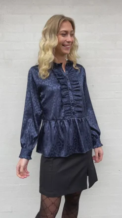 Hot Skjorte - Evie - Navy Blue Leopard Skjorter