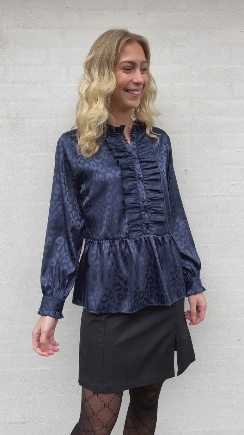Hot Skjorte - Evie - Navy Blue Leopard Skjorter
