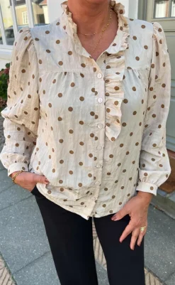 Sale Skjorte - Kesha - Beige / Brown Dots Skjorter