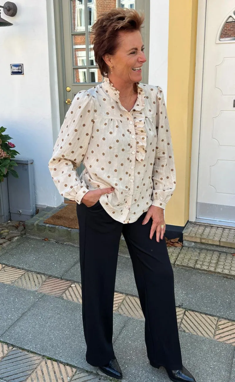 Sale Skjorte - Kesha - Beige / Brown Dots Skjorter