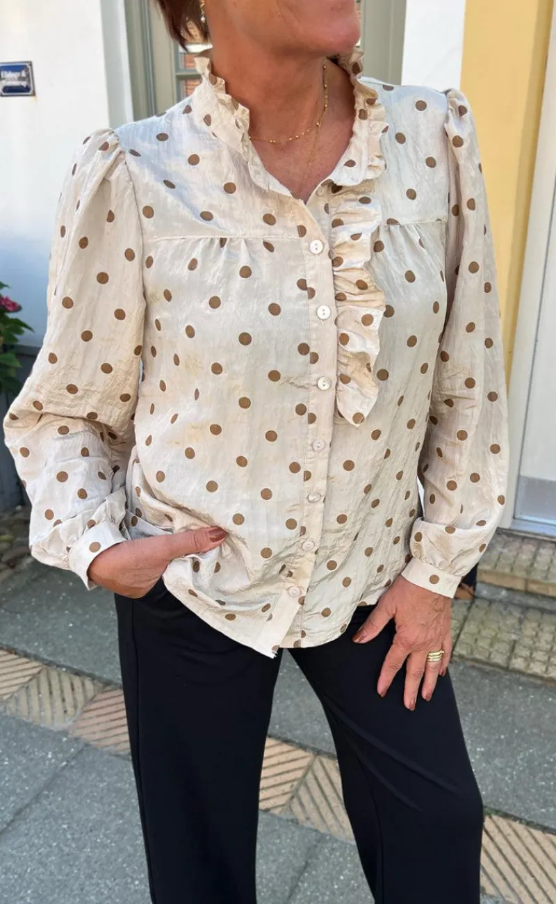 Sale Skjorte - Kesha - Beige / Brown Dots Skjorter