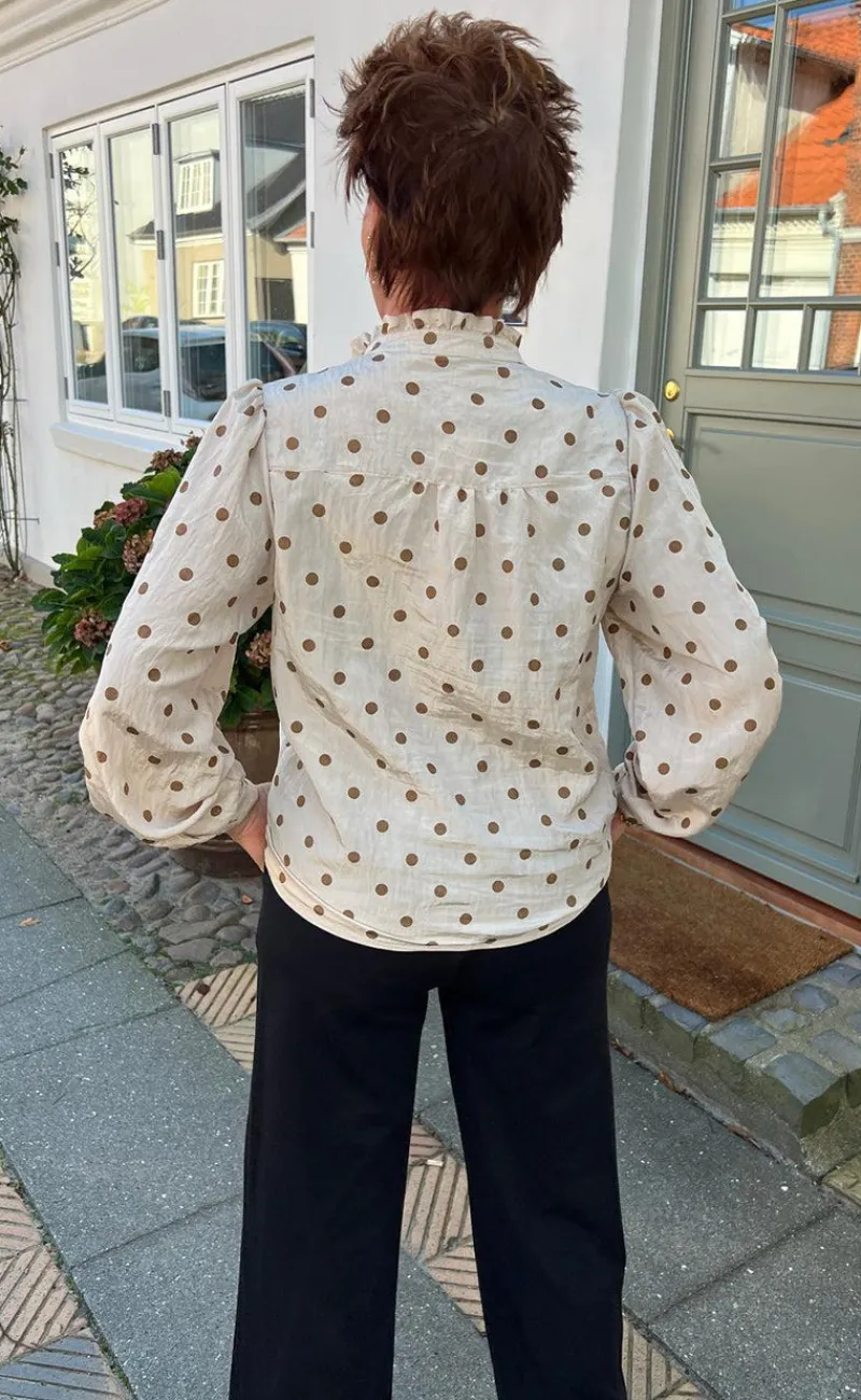 Sale Skjorte - Kesha - Beige / Brown Dots Skjorter