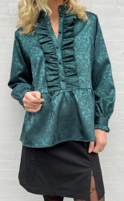 Hot Skjorte - Evie - Dark Green Flower Skjorter